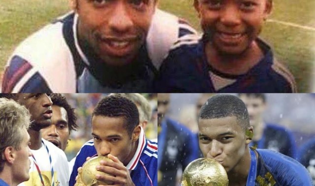 冠军传承，亨利分享姆巴佩幼年时期照片并配文鼓励